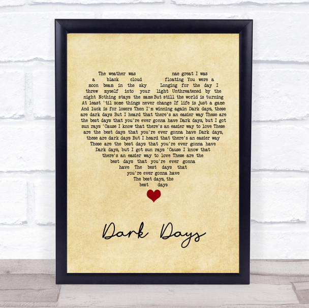 Gerry Cinnamon Dark Days Vintage Heart Song Lyric Wall Art Print