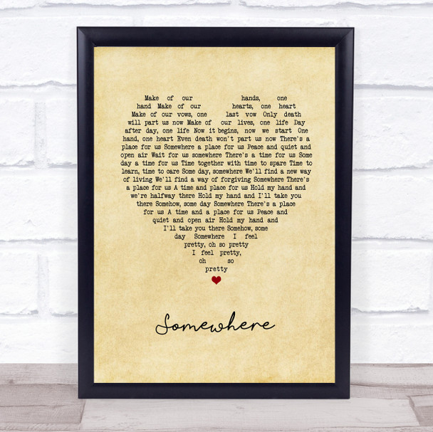 Matt Monro Somewhere Vintage Heart Song Lyric Wall Art Print