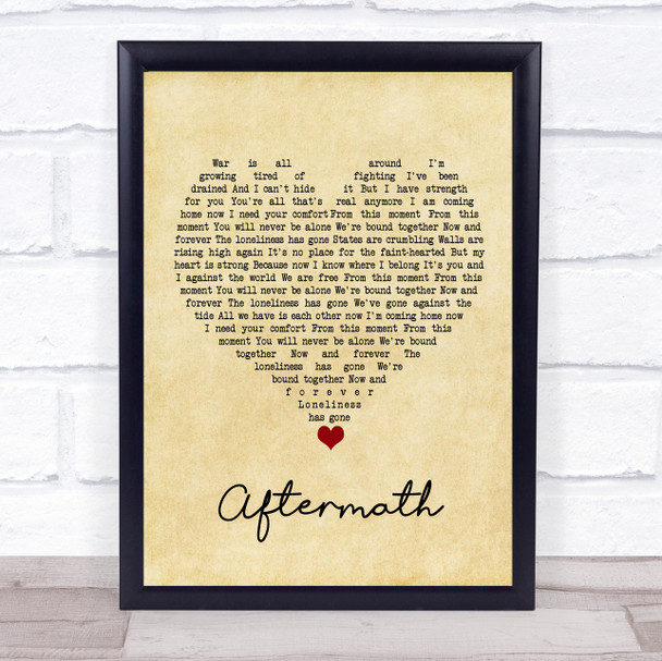 Muse Aftermath Vintage Heart Song Lyric Wall Art Print