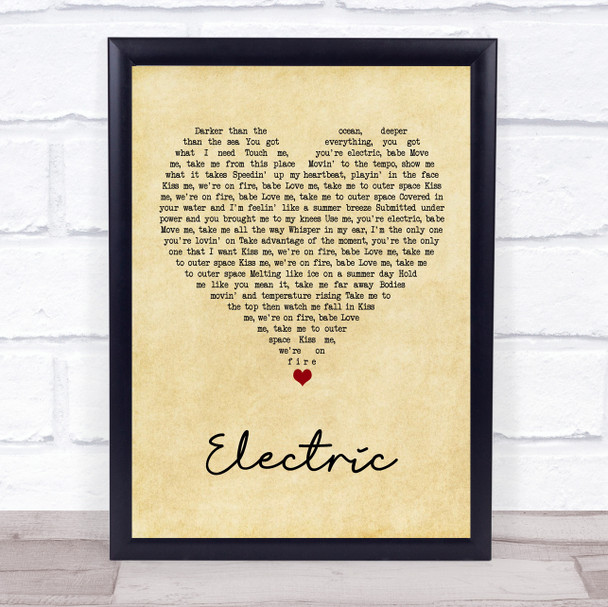 Alina Baraz Ft Khalid Electric Vintage Heart Song Lyric Wall Art Print