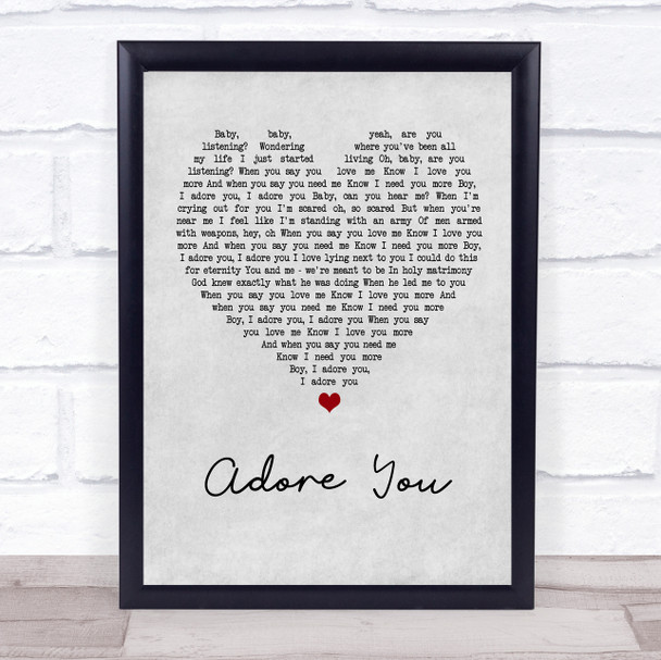 Miley Cyrus Adore You Grey Heart Song Lyric Music Wall Art Print