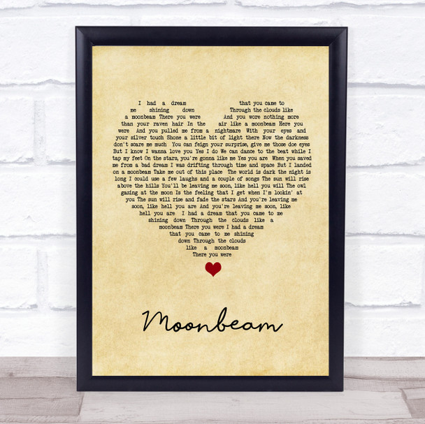 Lord Huron Moonbeam Vintage Heart Song Lyric Wall Art Print