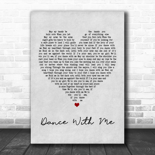 Morgan Evans Dance With Me Grey Heart Song Lyric Music Wall Art Print