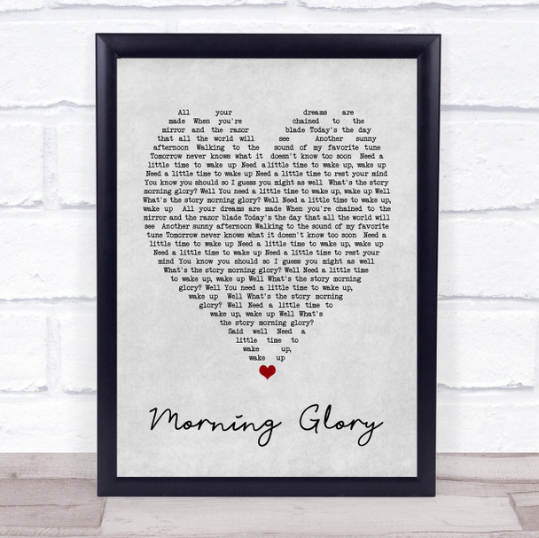 Morning Glory Oasis Grey Heart Song Lyric Music Wall Art Print