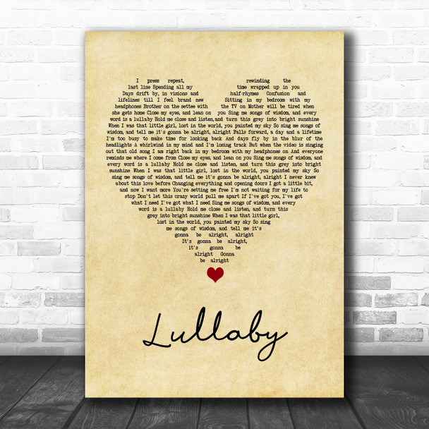 Andreya Triana Lullaby Vintage Heart Song Lyric Wall Art Print