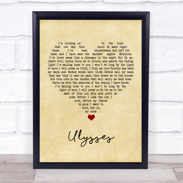 Josh Garrels Ulysses Vintage Heart Song Lyric Wall Art Print