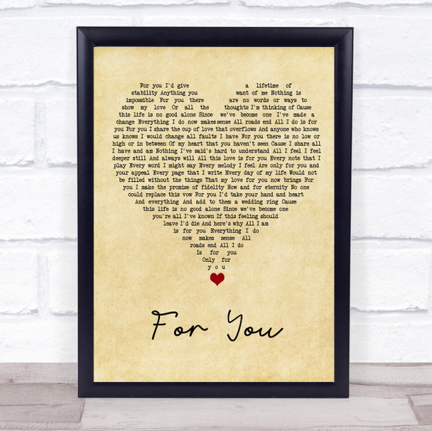 Kenny Lattimore For You Vintage Heart Song Lyric Wall Art Print