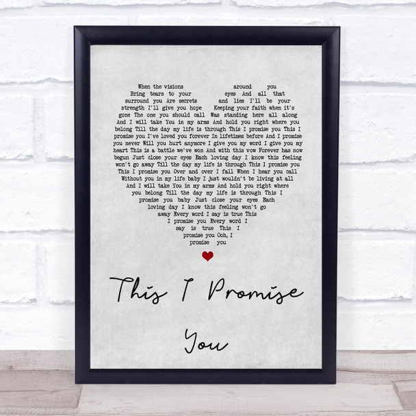 N Sync This I Promise You Grey Heart Song Lyric Music Wall Art Print
