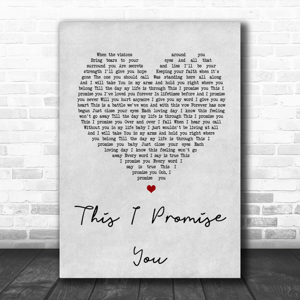 N Sync This I Promise You Grey Heart Song Lyric Music Wall Art Print