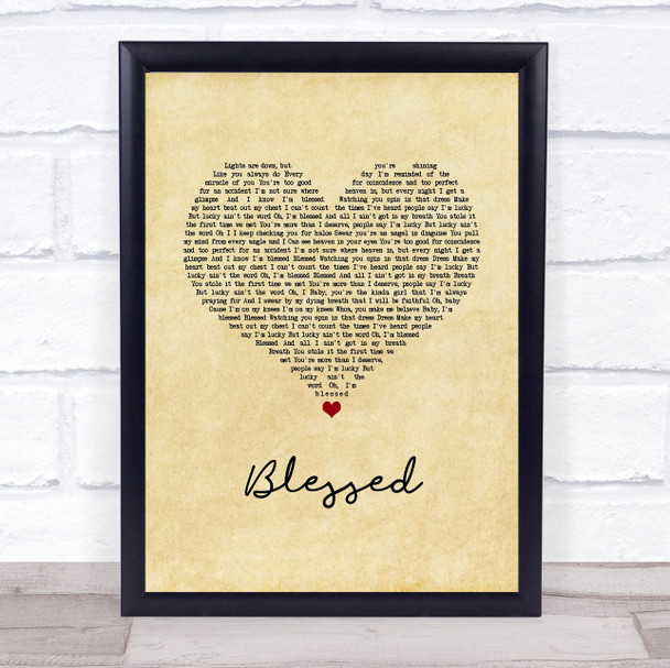 Thomas Rhett Blessed Vintage Heart Song Lyric Wall Art Print