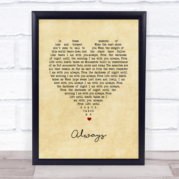 Killswitch Engage Always Vintage Heart Song Lyric Wall Art Print