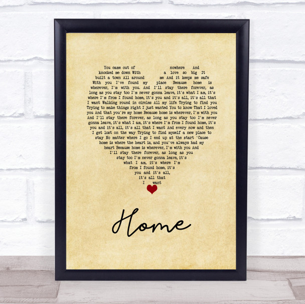 Scouting For Girls Home Vintage Heart Song Lyric Wall Art Print