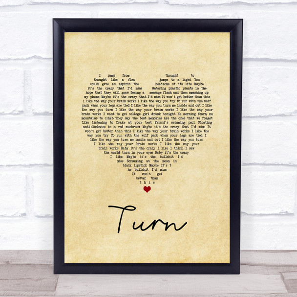 The Wombats Turn Vintage Heart Song Lyric Wall Art Print