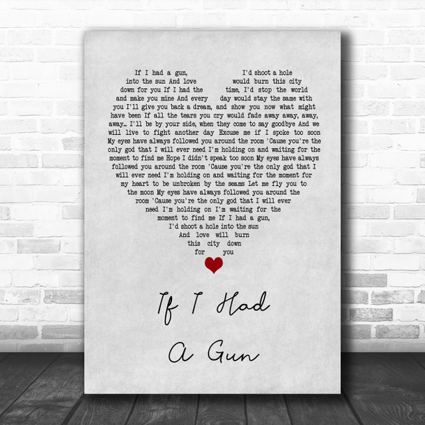 Noel Gallagher If I Had A Gun Grey Heart Song Lyric Music Wall Art Print