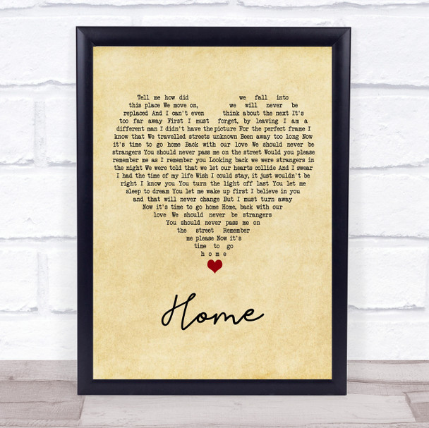 Will Young Home Vintage Heart Song Lyric Wall Art Print