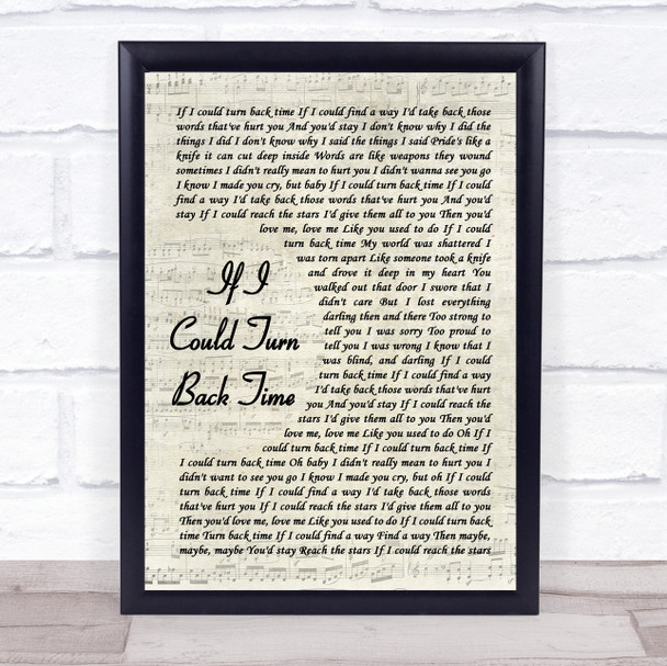 Cher If I Could Turn Back Time Vintage Script Song Lyric Wall Art Print