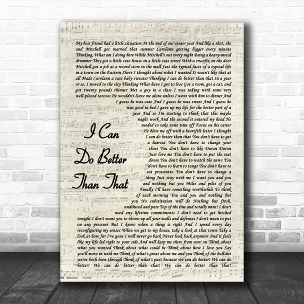 The Last Five Years I Can Do Better Than That Vintage Script Song Lyric Wall Art Print