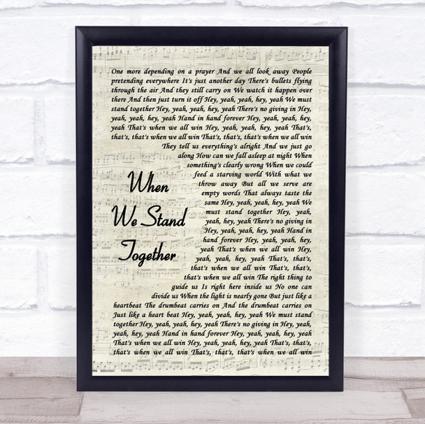 Nickelback When We Stand Together Vintage Script Song Lyric Wall Art Print