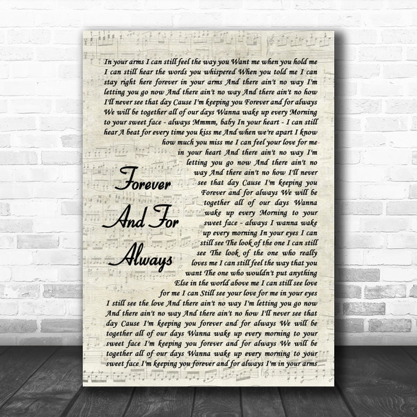 Shania Twain Forever And For Always Vintage Script Song Lyric Wall Art Print