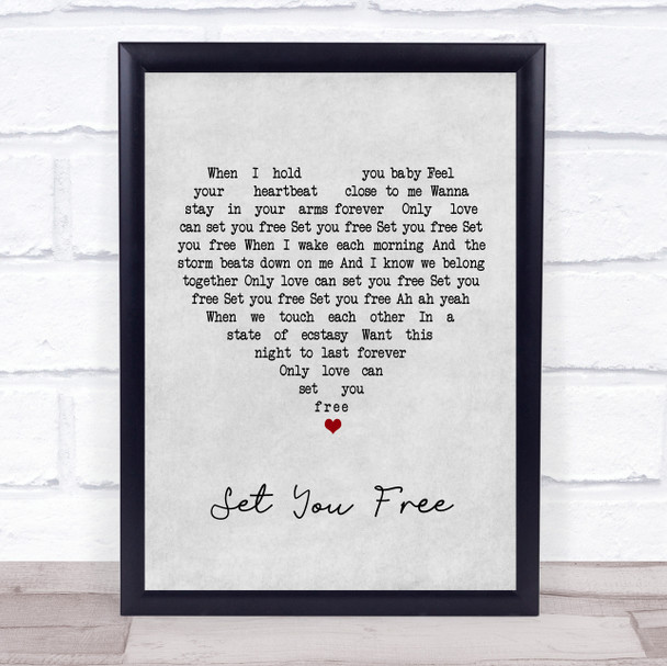 N-Trance Set You Free Grey Heart Song Lyric Music Wall Art Print