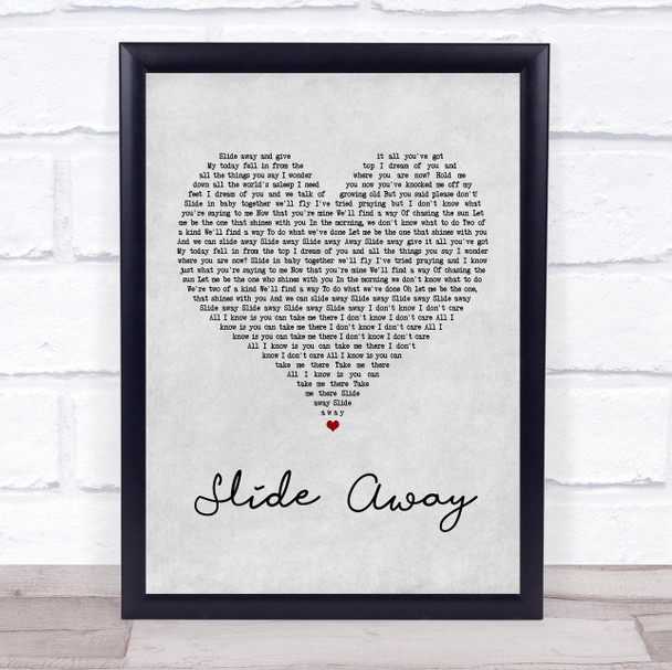 Oasis Slide Away Grey Heart Song Lyric Music Wall Art Print