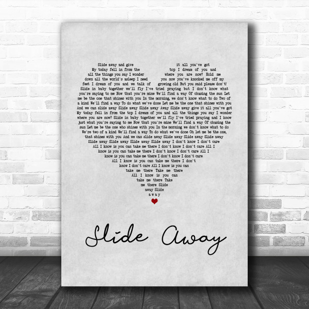 Oasis Slide Away Grey Heart Song Lyric Music Wall Art Print