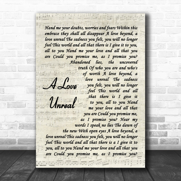 Black Label Society A Love Unreal Vintage Script Song Lyric Wall Art Print