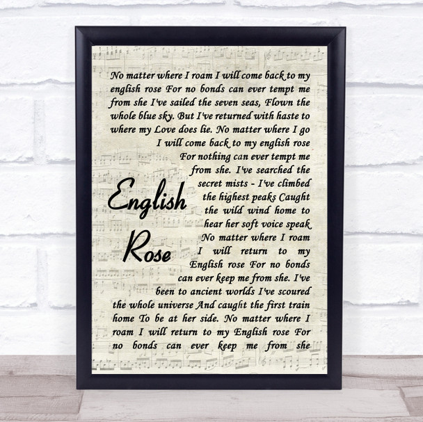 Paul Weller English Rose Vintage Script Song Lyric Wall Art Print