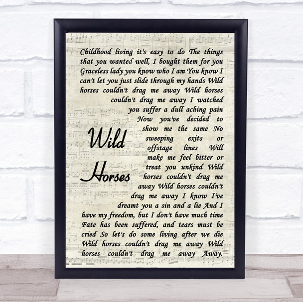Susan Boyle Wild Horses Vintage Script Song Lyric Wall Art Print