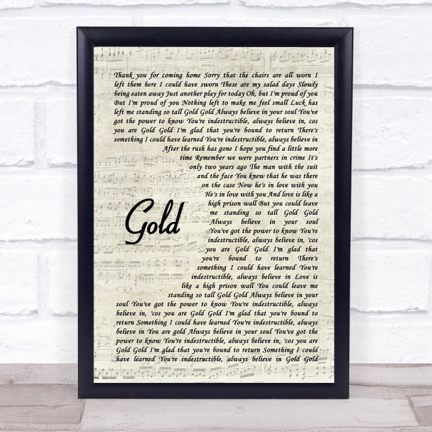 Spandau Ballet Gold Vintage Script Song Lyric Wall Art Print