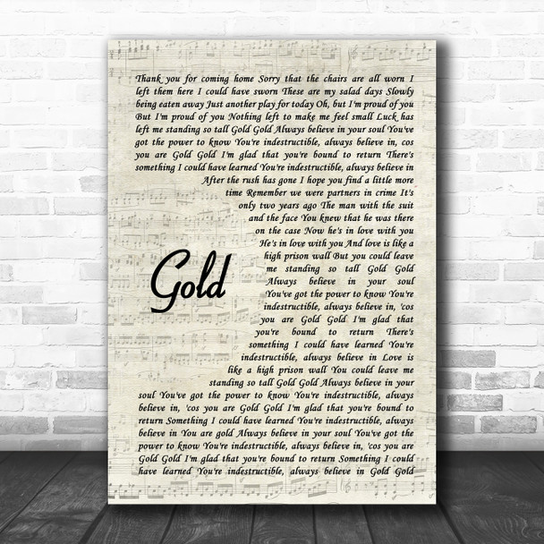 Spandau Ballet Gold Vintage Script Song Lyric Wall Art Print