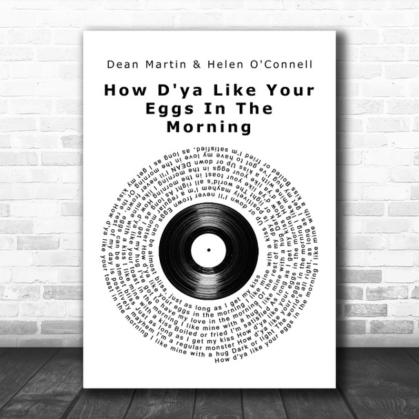 Dean Martin & Helen O'Connell How D'ya Like Your Eggs In The Morning Vinyl Record Song Lyric Wall Art Print