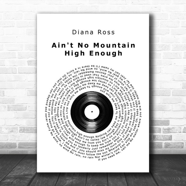Diana Ross Ain't No Mountain High Enough Vinyl Record Song Lyric Wall Art Print Diana Ross Ain't No Mountain High Enough Vinyl Record Song Lyric Wall Art Print