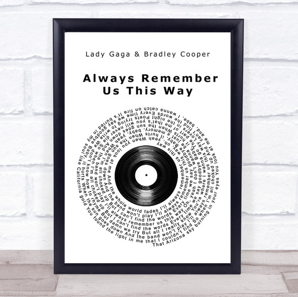 Lady Gaga Always Remember Us This Way Vinyl Record Song Lyric Wall Art Print