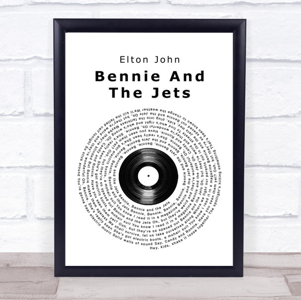 Elton John Bennie And The Jets Vinyl Record Song Lyric Wall Art Print
