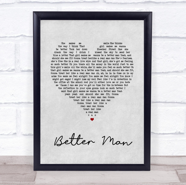 Paolo Nutini Better Man Grey Heart Song Lyric Music Wall Art Print