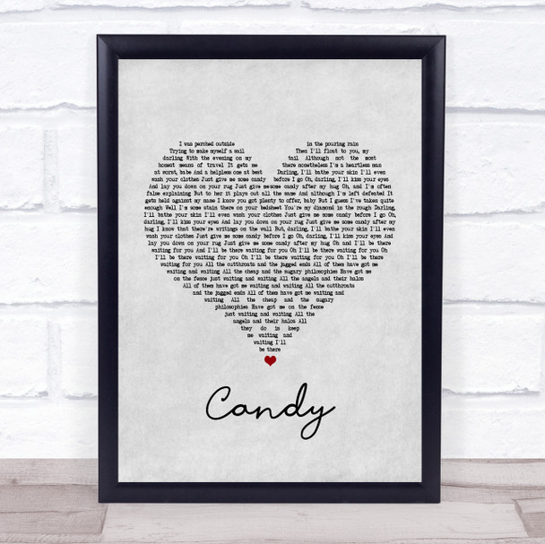 Paolo Nutini Candy Grey Heart Song Lyric Music Wall Art Print