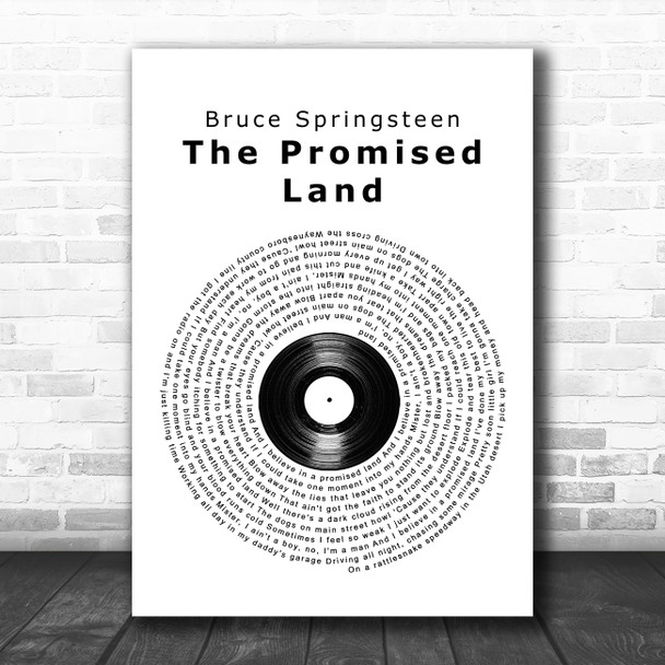 Bruce Springsteen The Promised Land Vinyl Record Song Lyric Wall Art Print