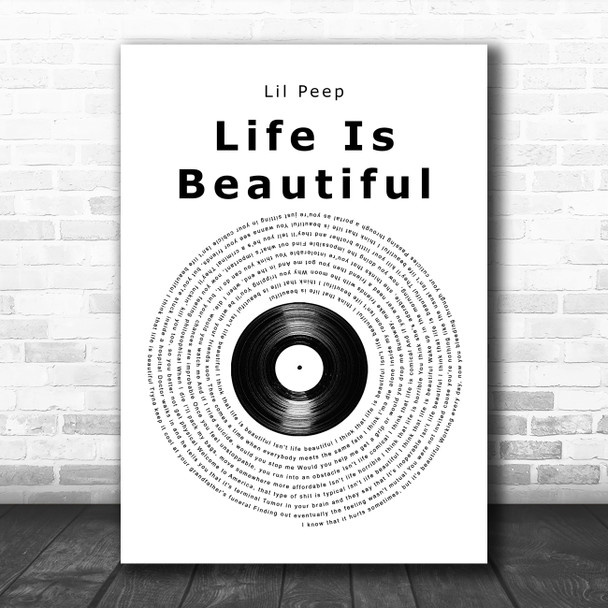 Lil Peep Life Is Beautiful Vinyl Record Song Lyric Wall Art Print