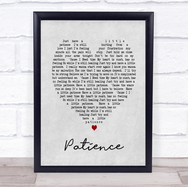 Patience Take That Grey Heart Song Lyric Music Wall Art Print
