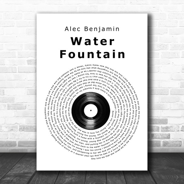 Alec Benjamin Water Fountain Vinyl Record Song Lyric Wall Art Print