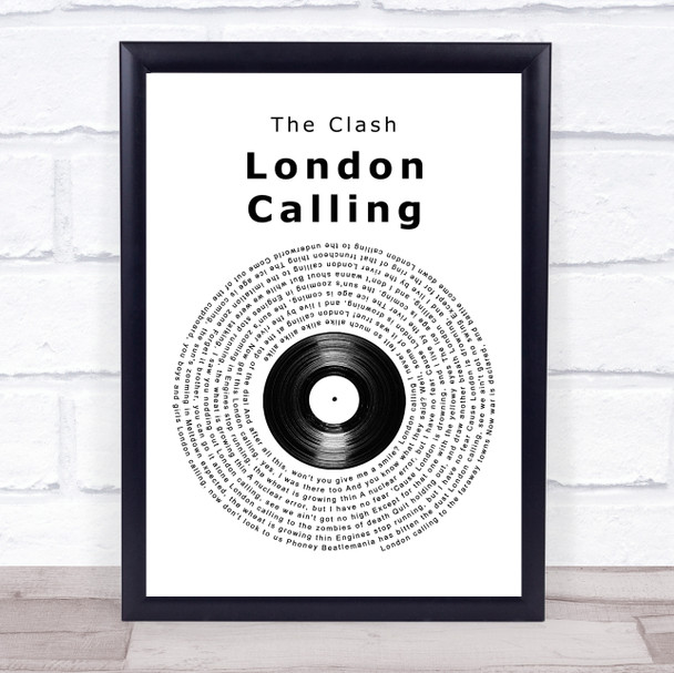 The Clash London Calling Vinyl Record Song Lyric Wall Art Print