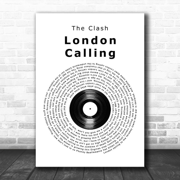 The Clash London Calling Vinyl Record Song Lyric Wall Art Print