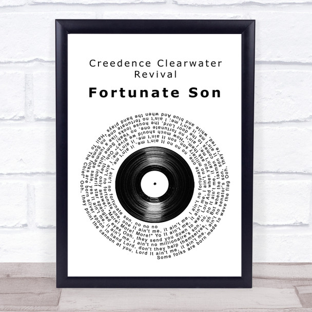 Creedence Clearwater Revival Fortunate Son Vinyl Record Song Lyric Wall Art Print