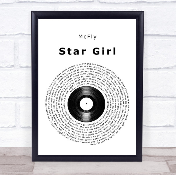 McFly Star Girl Vinyl Record Song Lyric Wall Art Print