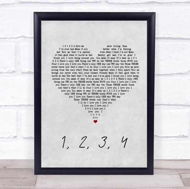 Plain White T's 1, 2, 3, 4 Grey Heart Song Lyric Music Wall Art Print