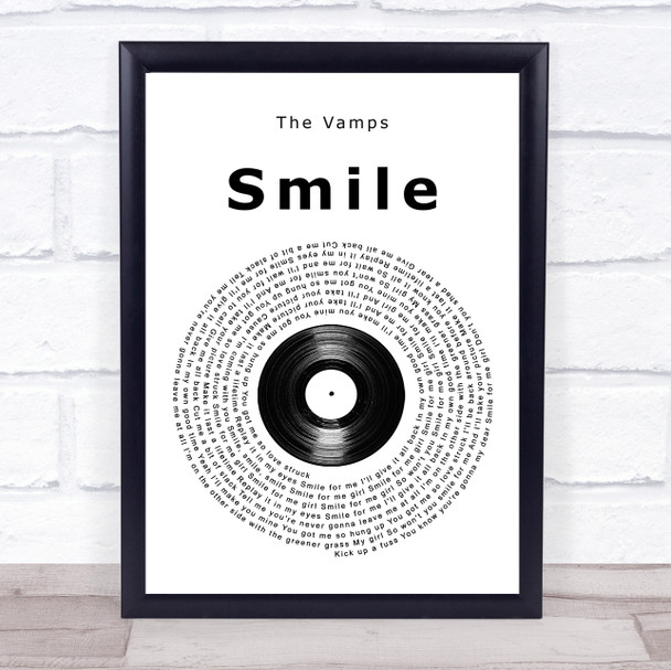 The Vamps Smile Vinyl Record Song Lyric Wall Art Print