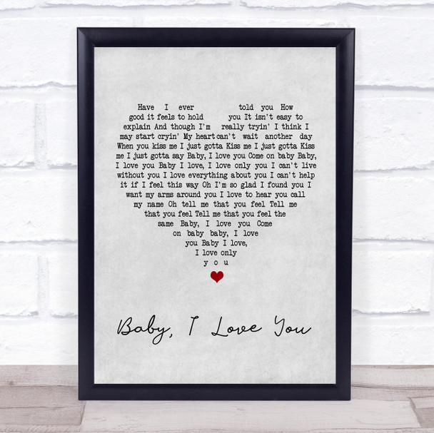 Ramones Baby I Love You Grey Heart Song Lyric Music Wall Art Print
