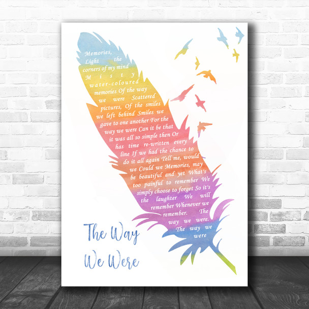 Barbra Streisand The Way We Were Watercolour Feather & Birds Song Lyric Wall Art Print