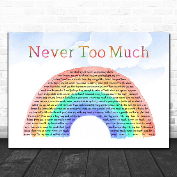 Luther Vandross Never Too Much Watercolour Rainbow & Clouds Song Lyric Wall Art Print